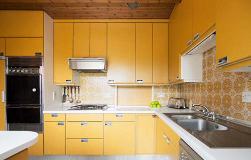黄色橱柜效果图